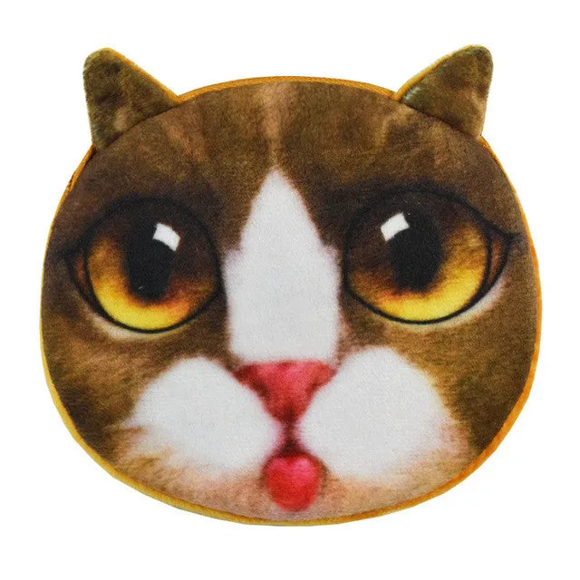 2017 New Cartoon Coin Wallet For Children 3D Cute Cat Face Coin Purse Female Money Storage Pouch Women Zipper Coin Bag