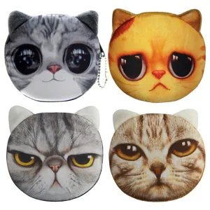 2017 New Cartoon Coin Wallet For Children 3D Cute Cat Face Coin Purse Female Money Storage Pouch Women Zipper Coin Bag