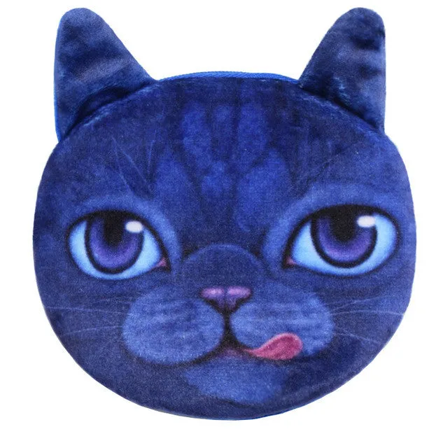 2017 New Cartoon Coin Wallet For Children 3D Cute Cat Face Coin Purse Female Money Storage Pouch Women Zipper Coin Bag