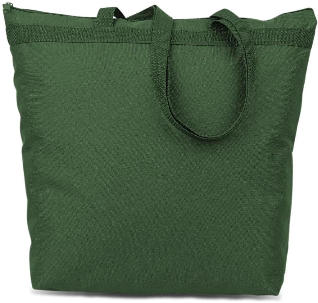 600 denier polyester large tote - forest Case of 48