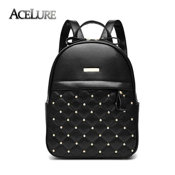 ACELURE Women Backpack Hot Sale Fashion Causal bags High Quality bead female shoulder bag PU Leather Backpacks for Girls mochila