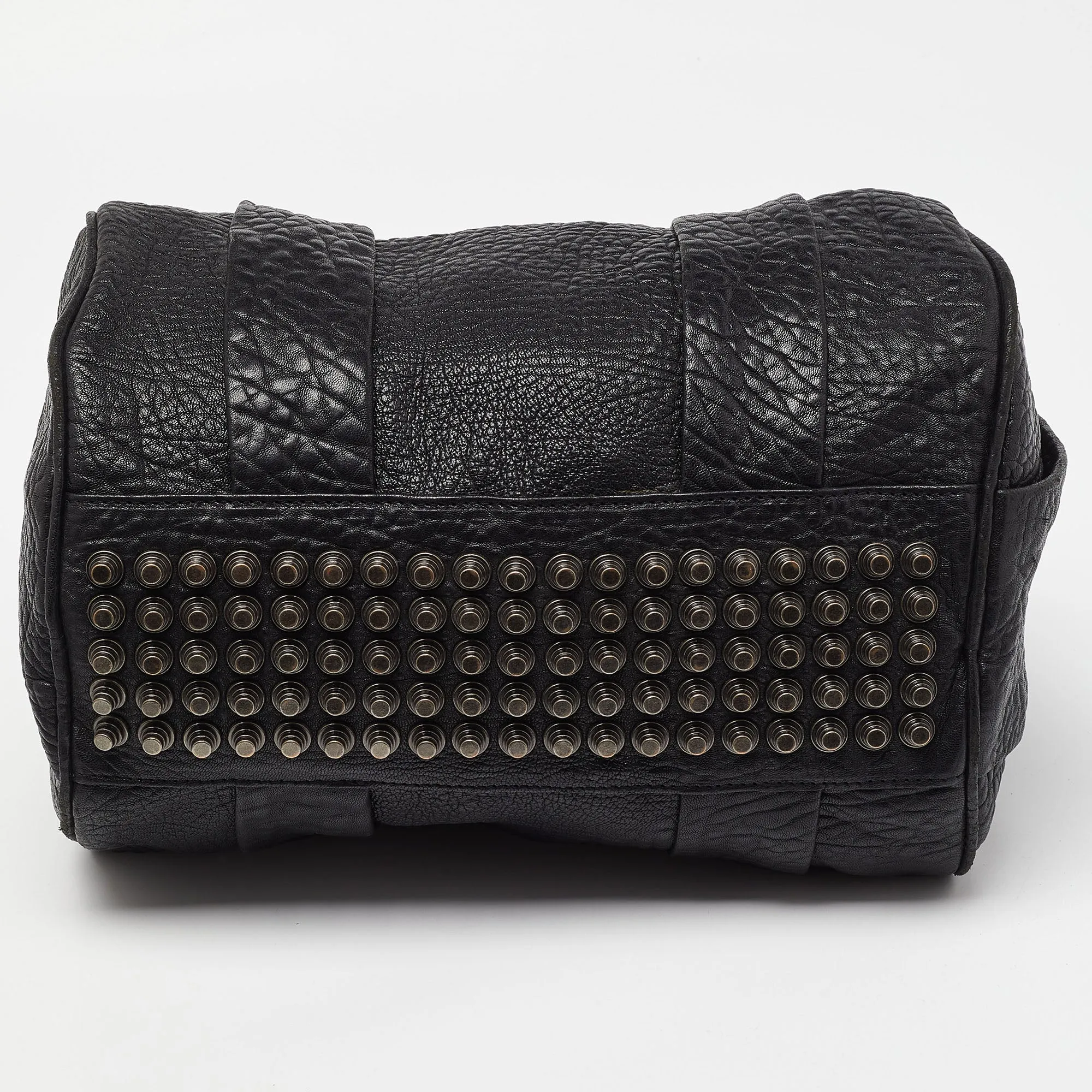 ALEXANDER WANG Black Pebbled Leather Rocco Duffle Bag