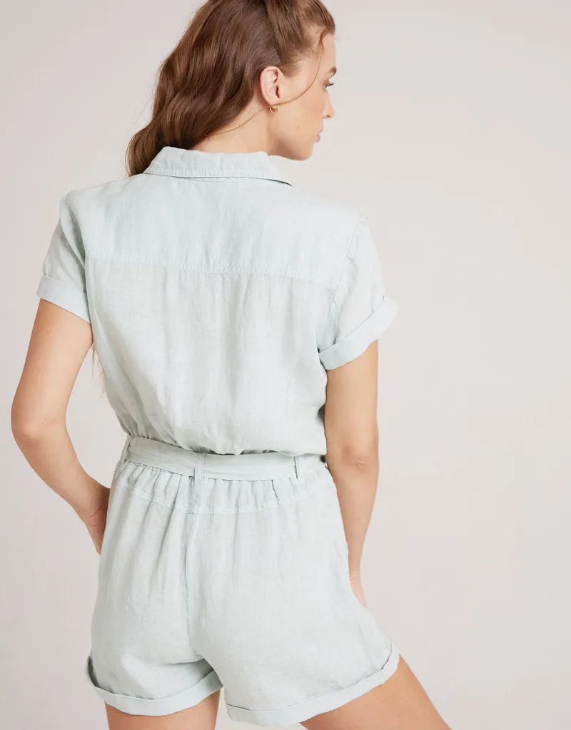 Bella Dahl - Rolled Hem Utility Romper in Spring Mint