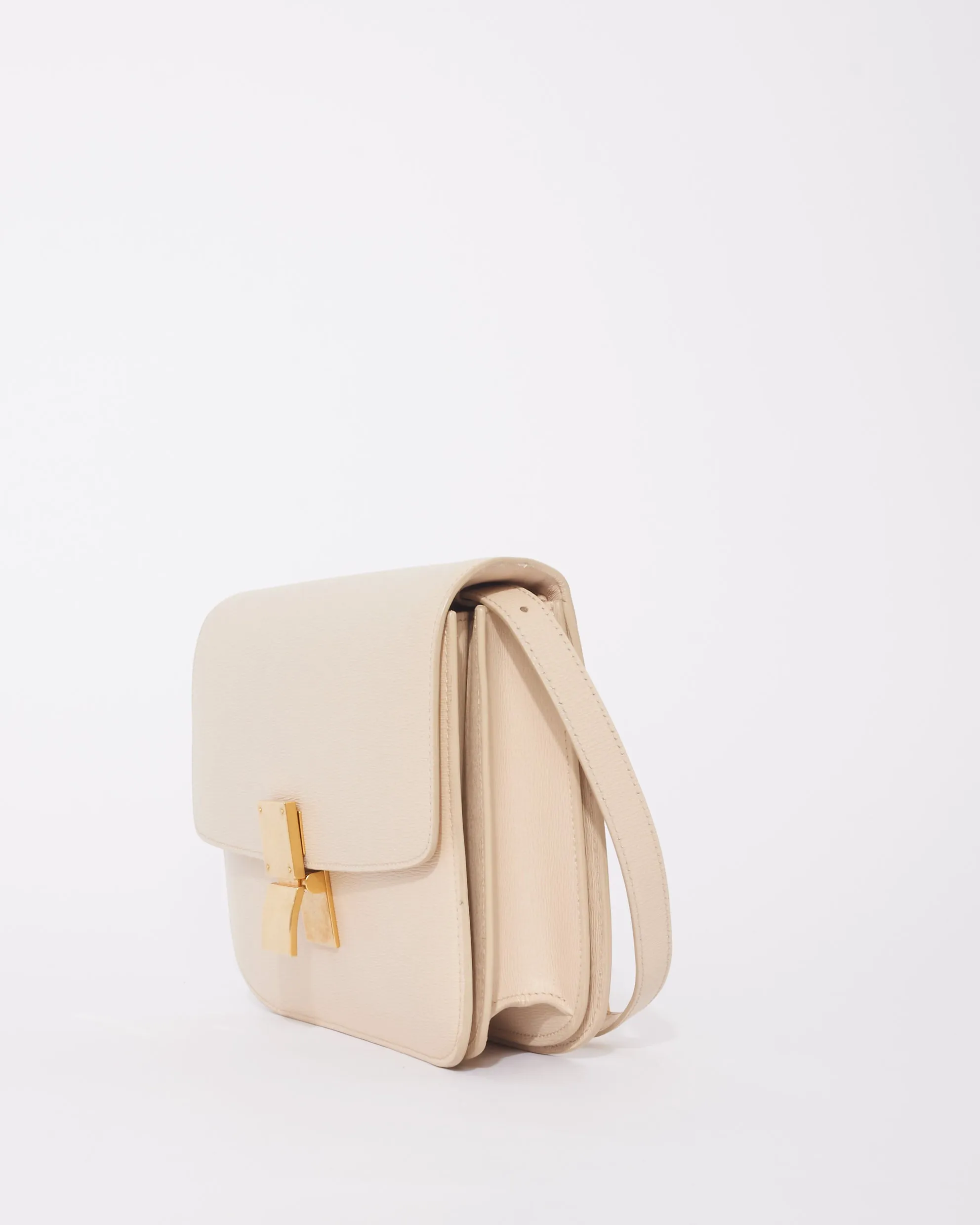 Celine Light Beige Calfskin Leather Box Bag