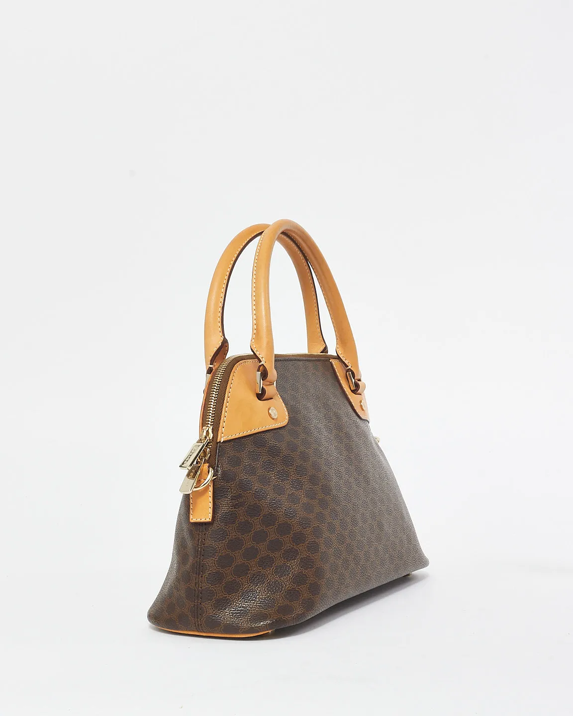 Celine Vintage Brown Leather Triomphe Macadam Bag