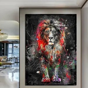 Custom Wallpaper Mural Abstract Colorful Lion Painting (㎡)