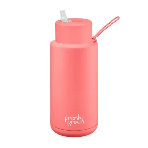 Frank Green Ceramic Reusable Bottle Straw Lid Sweet Peach 1L