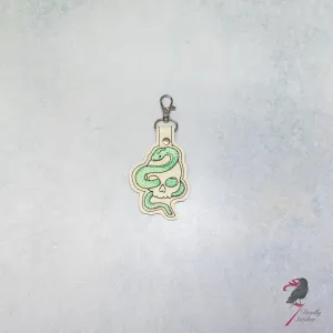 Green Snake and Skull Keychain