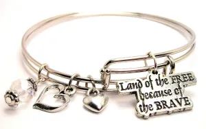 Land Of The Free Because Of The Brave Expandable Bangle Bracelet Set