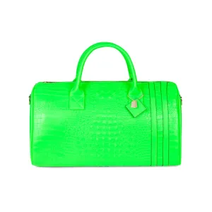 Neon Green Apollo 2 Faux Crocodile Skin Duffle Bag