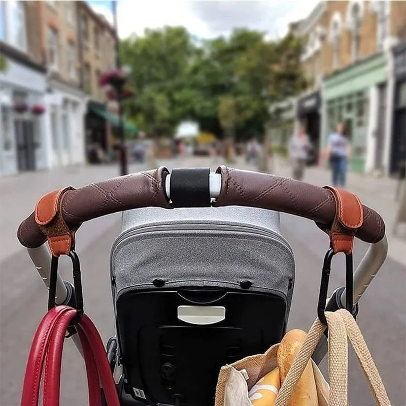 Premium Vegan Leather Stroller Hooks Perfect Gift for Holidays