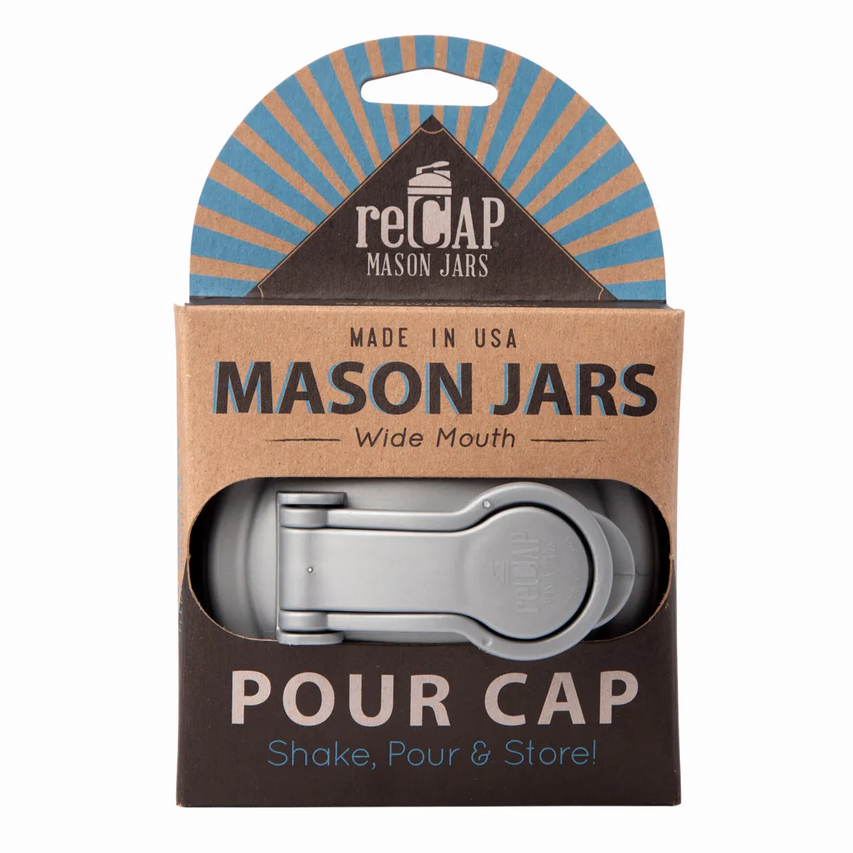 ReCAP Mason Jar Wide Mouth Pour Cap - Silver