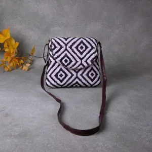 Regular Slings White with White Geometrical Printed Round Flap Design.