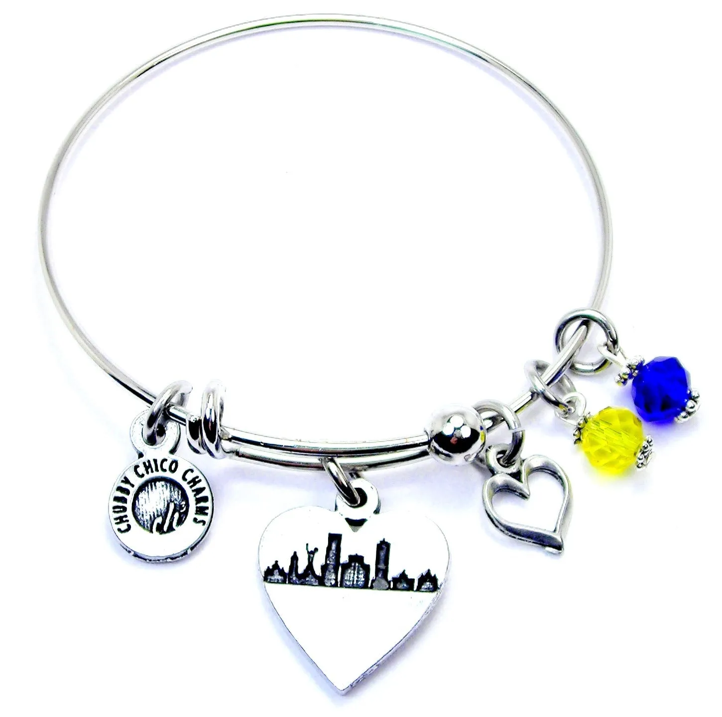 Ukrainian Skyline Expandable Bangle Bracelet