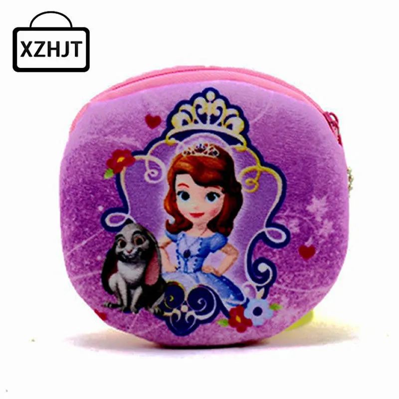 XZHJT New 2016 Kawaii Cartoon Sofia The First Children Plush Coin Purse Zipper Change Purse Wallet Kids Girl Women For Gift